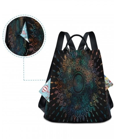 Mandala Boho Vintage Flower Large Women's Casual Backpack Shoulder Travel Bag Purse $17.60 Backpacks