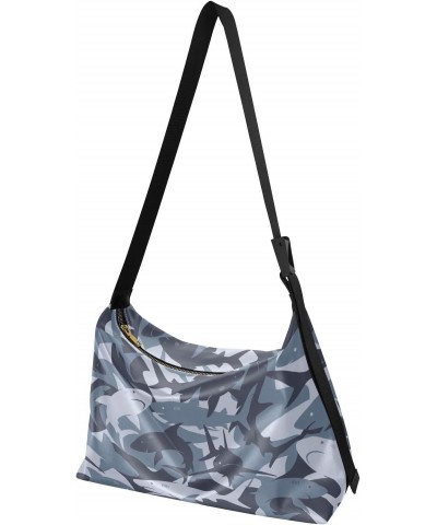 Sharks Camo Hobo Shoulder Bag for Women Men PU Leather Crossbody Bag Slouchy Tote Handbags for Traveling Working Shopping $18...