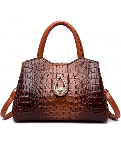 Handbag for Women Crocodile Pattern Tote Bag Designer Shoulder Purse Top Handle Satchel Handbag for Work Shopping Brown $30.0...