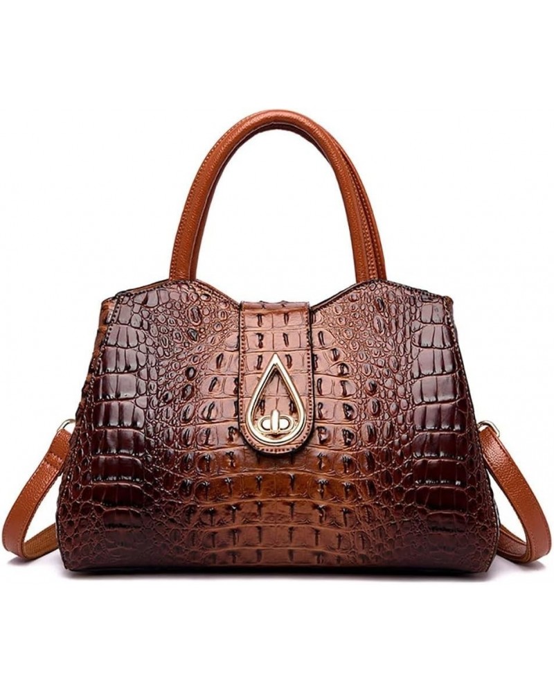 Handbag for Women Crocodile Pattern Tote Bag Designer Shoulder Purse Top Handle Satchel Handbag for Work Shopping Brown $30.0...