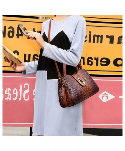 Handbag for Women Crocodile Pattern Tote Bag Designer Shoulder Purse Top Handle Satchel Handbag for Work Shopping Brown $30.0...