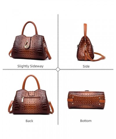 Handbag for Women Crocodile Pattern Tote Bag Designer Shoulder Purse Top Handle Satchel Handbag for Work Shopping Brown $30.0...