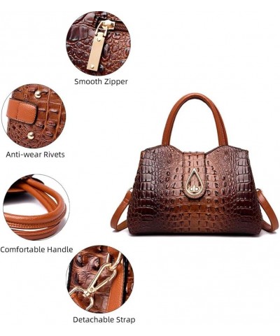 Handbag for Women Crocodile Pattern Tote Bag Designer Shoulder Purse Top Handle Satchel Handbag for Work Shopping Brown $30.0...