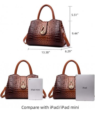 Handbag for Women Crocodile Pattern Tote Bag Designer Shoulder Purse Top Handle Satchel Handbag for Work Shopping Brown $30.0...