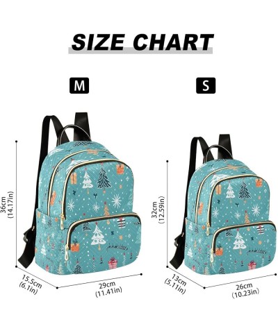 Blue Pine Tree Snow Merry Christmas Women Backpack Purse Ladies Fashion Shoulder Bag Daypack Travel Bag 10L Small $15.40 Back...