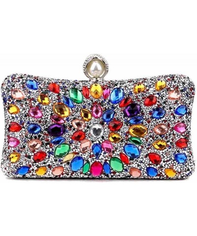 Pearl Clasp Crystal Clutch Purses for Women's Evening Handbags Wedding Party Rhinestone Bag Silver-colourful $15.77 Evening Bags