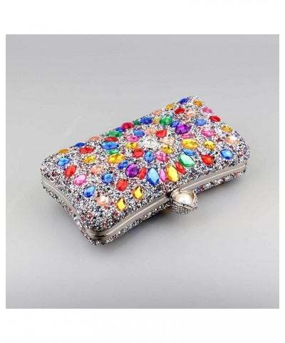 Pearl Clasp Crystal Clutch Purses for Women's Evening Handbags Wedding Party Rhinestone Bag Silver-colourful $15.77 Evening Bags