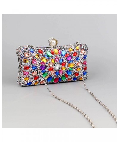 Pearl Clasp Crystal Clutch Purses for Women's Evening Handbags Wedding Party Rhinestone Bag Silver-colourful $15.77 Evening Bags