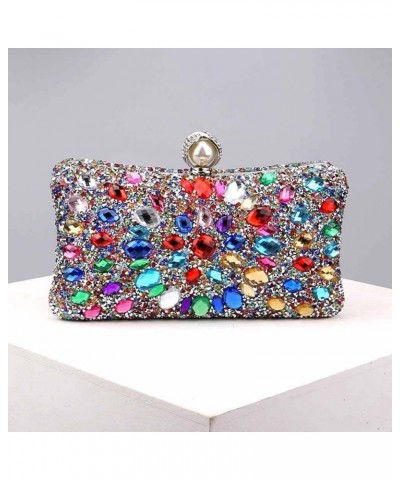 Pearl Clasp Crystal Clutch Purses for Women's Evening Handbags Wedding Party Rhinestone Bag Silver-colourful $15.77 Evening Bags