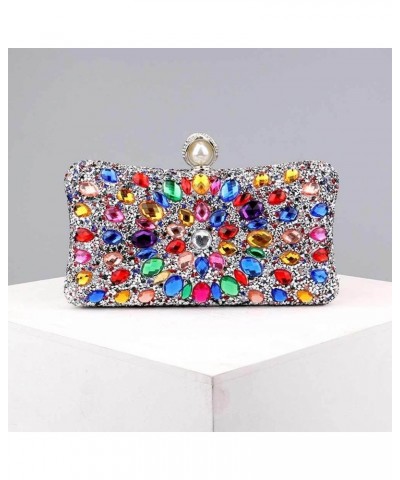 Pearl Clasp Crystal Clutch Purses for Women's Evening Handbags Wedding Party Rhinestone Bag Silver-colourful $15.77 Evening Bags