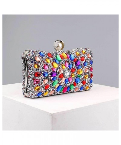 Pearl Clasp Crystal Clutch Purses for Women's Evening Handbags Wedding Party Rhinestone Bag Silver-colourful $15.77 Evening Bags