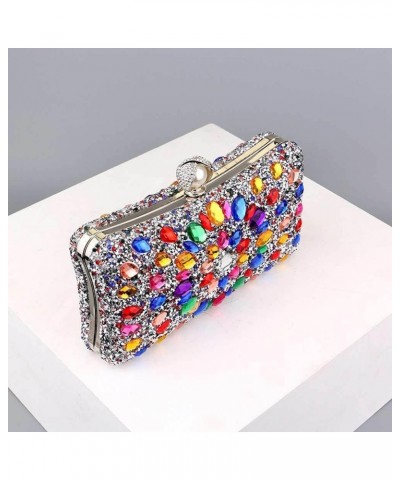 Pearl Clasp Crystal Clutch Purses for Women's Evening Handbags Wedding Party Rhinestone Bag Silver-colourful $15.77 Evening Bags