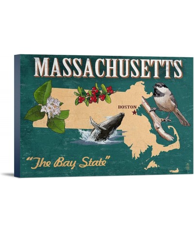 Massachusetts, State Icons, (24x36 Wrapped Canvas, Wall Decor, Artwork) 12x18 Stretched Canvas $49.20 Totes