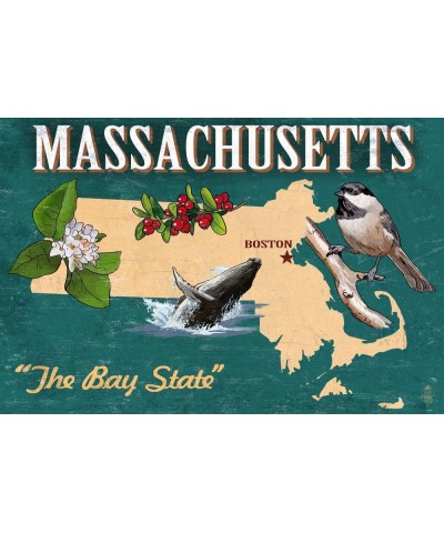 Massachusetts, State Icons, (24x36 Wrapped Canvas, Wall Decor, Artwork) 12x18 Stretched Canvas $49.20 Totes