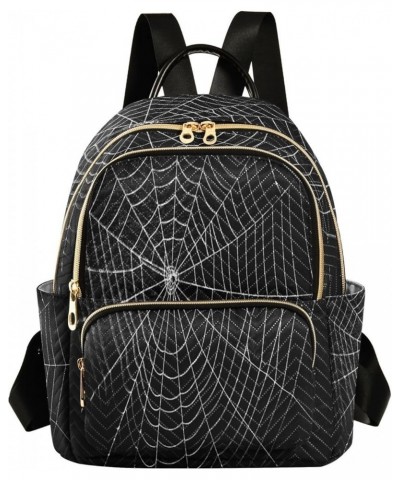 Black Spider Web Halloween Women Backpack Purse Ladies Fashion Shoulder Bag Daypack Travel Bag 7.5L Medium $18.59 Backpacks