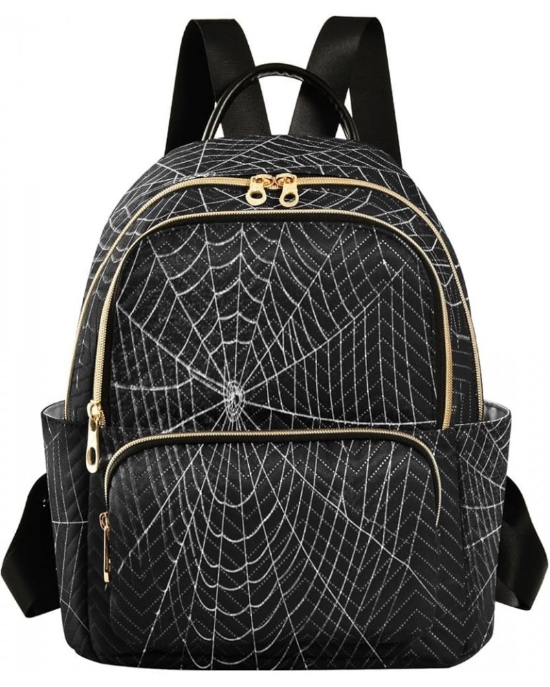 Black Spider Web Halloween Women Backpack Purse Ladies Fashion Shoulder Bag Daypack Travel Bag 7.5L Medium $18.59 Backpacks