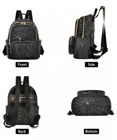 Black Spider Web Halloween Women Backpack Purse Ladies Fashion Shoulder Bag Daypack Travel Bag 7.5L Medium $18.59 Backpacks