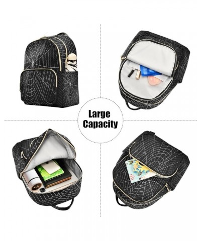 Black Spider Web Halloween Women Backpack Purse Ladies Fashion Shoulder Bag Daypack Travel Bag 7.5L Medium $18.59 Backpacks