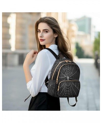 Black Spider Web Halloween Women Backpack Purse Ladies Fashion Shoulder Bag Daypack Travel Bag 7.5L Medium $18.59 Backpacks