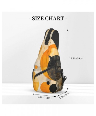 Abstract Round Geometric Print Crossbody Sling Bag for Men Women Sling Backpack Shoulder Bag Casual Hiking Daypack Chest Bag ...