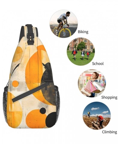 Abstract Round Geometric Print Crossbody Sling Bag for Men Women Sling Backpack Shoulder Bag Casual Hiking Daypack Chest Bag ...