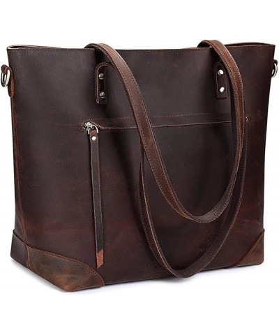 Women Top Handle Satchel Large Handbag Fashion Messenger Shoulder Bag for Ladies Oil Wax Leather Tote Coffee $20.49 Totes