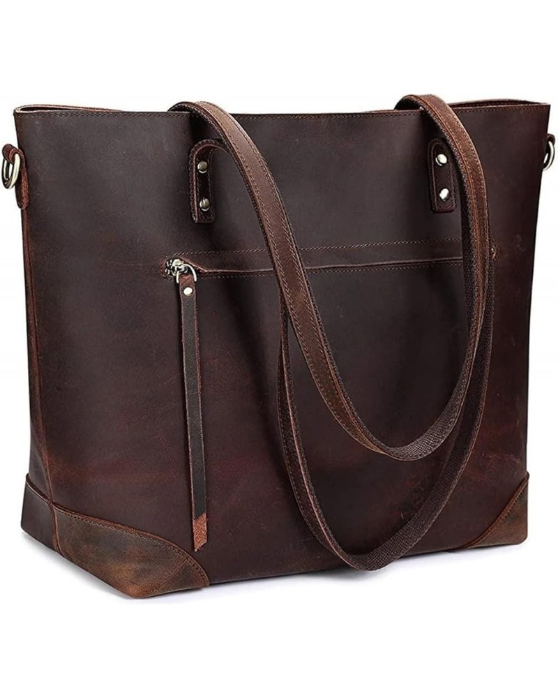 Women Top Handle Satchel Large Handbag Fashion Messenger Shoulder Bag for Ladies Oil Wax Leather Tote Coffee $20.49 Totes