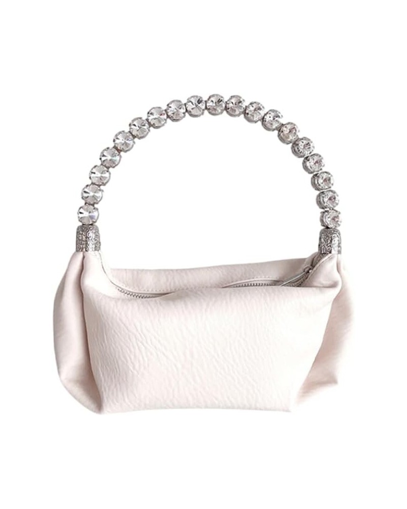 Women's Evening Clutch Bag, Top-handle Rhinestone Diamond Clutch Purse Wedding Party Purse Handbag for Women White $15.36 Eve...