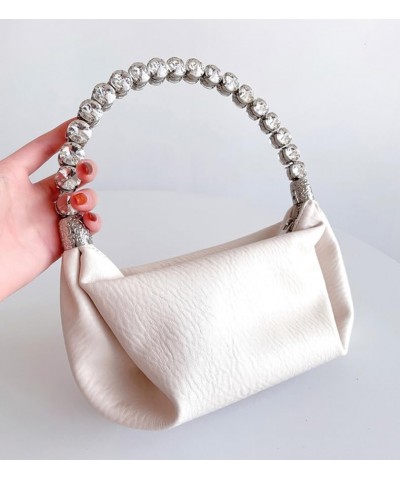 Women's Evening Clutch Bag, Top-handle Rhinestone Diamond Clutch Purse Wedding Party Purse Handbag for Women White $15.36 Eve...