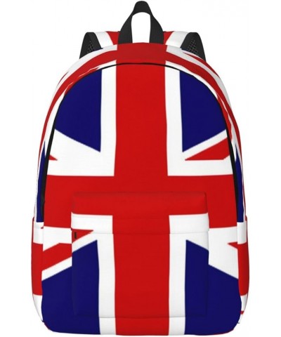 Uk Flag Print Unisex Canvas Backpack Cute Backpack For Travel Sports Casual Aesthetic Backpack Black Small $18.92 Backpacks