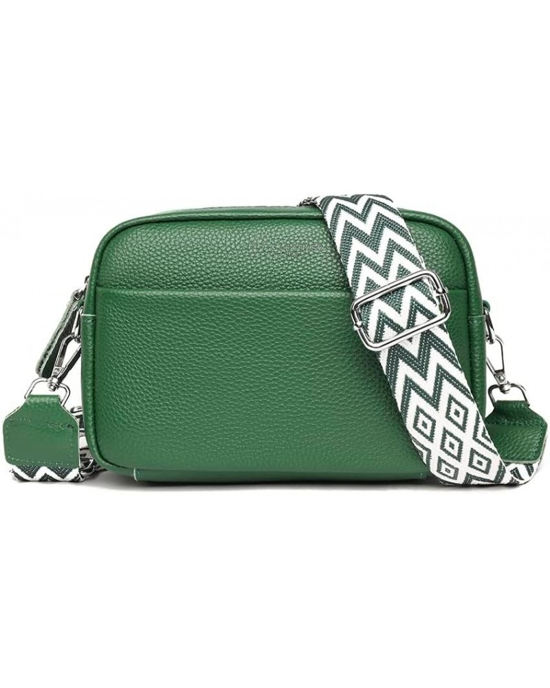 Leather Crossbody Bags for Women Crossbody Camera Bag Purse Thick Strap Trendy Small Shoulder Bag with Guitar Strap C05-green...