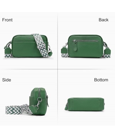 Leather Crossbody Bags for Women Crossbody Camera Bag Purse Thick Strap Trendy Small Shoulder Bag with Guitar Strap C05-green...