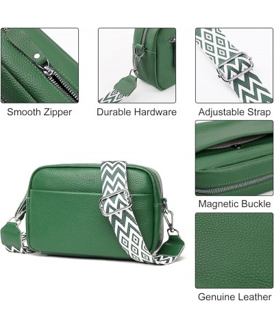 Leather Crossbody Bags for Women Crossbody Camera Bag Purse Thick Strap Trendy Small Shoulder Bag with Guitar Strap C05-green...