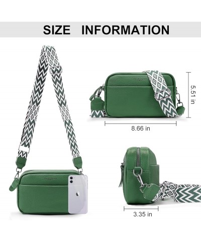 Leather Crossbody Bags for Women Crossbody Camera Bag Purse Thick Strap Trendy Small Shoulder Bag with Guitar Strap C05-green...