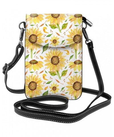 Small Crossbody Phone Bags for Women Leather Cell Phone Purse Lightweight Cell Phone Wallet Sunflowers3 $16.07 Crossbody Bags