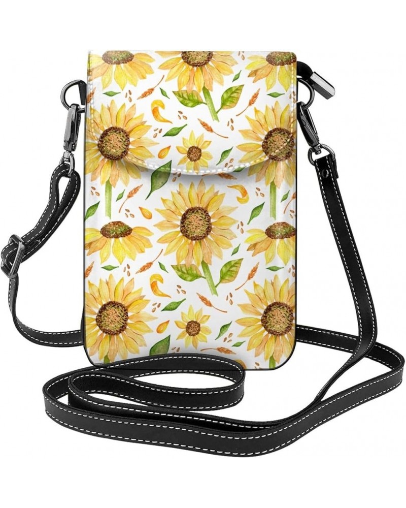 Small Crossbody Phone Bags for Women Leather Cell Phone Purse Lightweight Cell Phone Wallet Sunflowers3 $16.07 Crossbody Bags