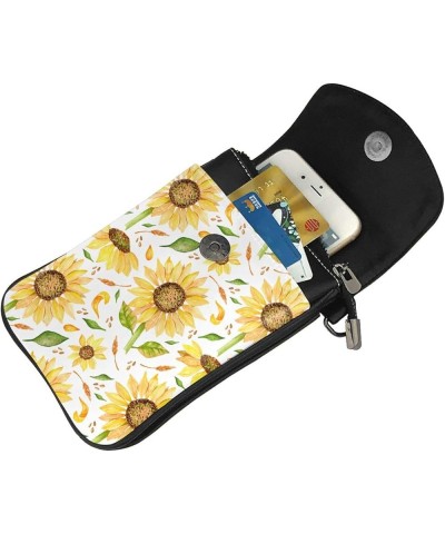 Small Crossbody Phone Bags for Women Leather Cell Phone Purse Lightweight Cell Phone Wallet Sunflowers3 $16.07 Crossbody Bags