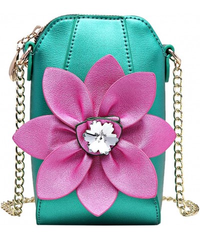 Genuine Leather Crossbody Bags for Women Phone Bag 3D Floral Satchel Mini Handbags Purses Chain Shoulder Bag Wallet Green $24...