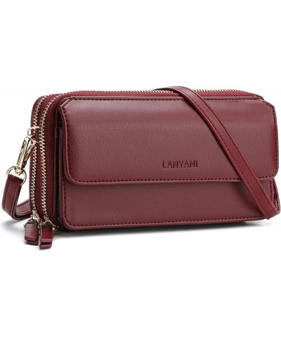 RFID Crossbody Wallet Wristlet Purse with Phone Pocket For Women Vegan Leather… Burgundy $13.72 Wristlets