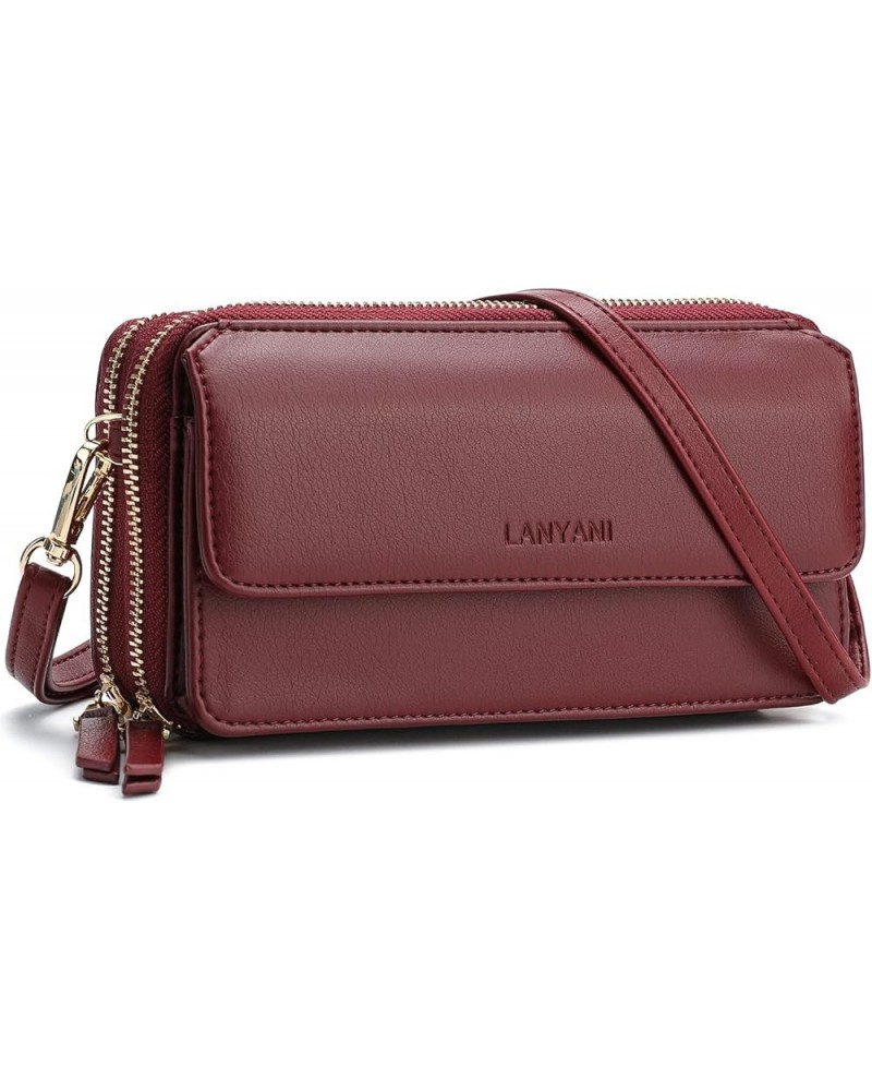 RFID Crossbody Wallet Wristlet Purse with Phone Pocket For Women Vegan Leather… Burgundy $13.72 Wristlets