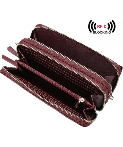 RFID Crossbody Wallet Wristlet Purse with Phone Pocket For Women Vegan Leather… Burgundy $13.72 Wristlets