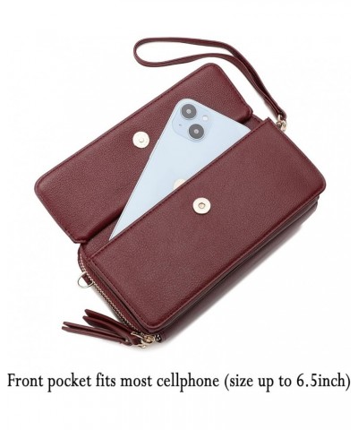 RFID Crossbody Wallet Wristlet Purse with Phone Pocket For Women Vegan Leather… Burgundy $13.72 Wristlets