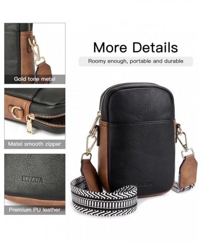 Small Crossbody Bags for Women Trendy PU Leather Cross Body Cell Phone Purse Shoulder Bag Black with Brown Black With Brown $...