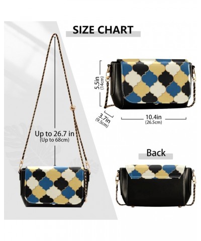 Moroccan Buffalo Plaid Black Yellow Side Bag Crossbody for Womens Beauty Shoulder Bag with Credit Card Slots Small Black Purs...