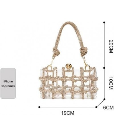 Transparent acrylic box small square bag banquet rhinestone shiny not working mobile phone armpit bag suitable for weddings H...