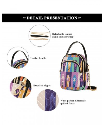 Cats Paws Set Crossbody Bags for Women Quilted Chain Crossbody Purses Trendy Colorful Cross Body Phone Purse Handbag $13.77 C...