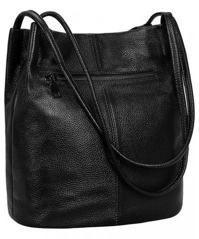 Womens Genuine Leather Handbags Tote Bag Shoulder Bag Top Handle Satchel Designer Ladies Purse Hobo Crossbody Bags Ir011-blac...