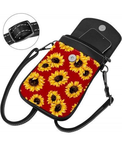 Stylish Leather Phone Bag - Crossbody Purse for Women - Classic & Functional Shoulder Bag Yellow sunflower pattern Multicolou...