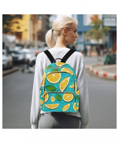 Merry Christmas Cute Santa Quilted Backpack Purse Backpack Purse Travel Backpack Lemon Slices on Turquoise Medium $17.54 Back...