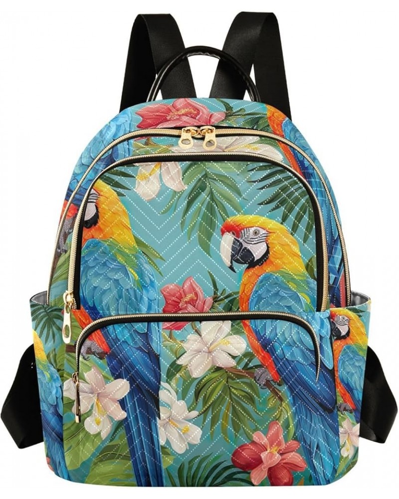 Blue Orange Branch Oranges Woman's Fashion Backpack, Daily Backpack, Women's Travel Backpack, S Macaws Sitting on Tropical Fl...